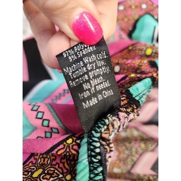 Chevron Top Tunic Boho Blouse Size XLarge 3/4 Lace Multi-Color Hippie Women's - Picture 8 of 8